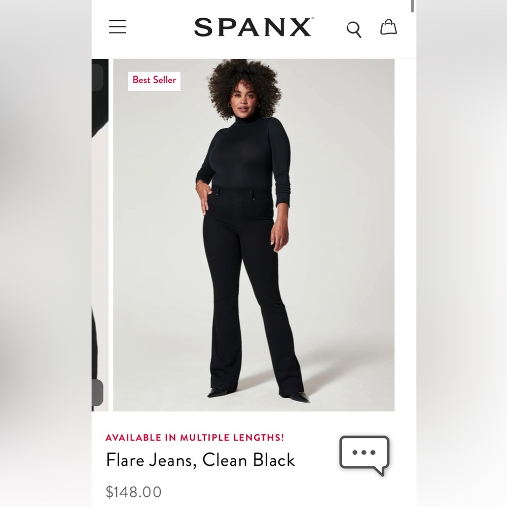 NWOT Retails $148 SPANX Flare Jeans Clean Black L